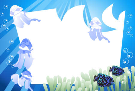 Tropical underwater scene with white space for textのイラスト素材