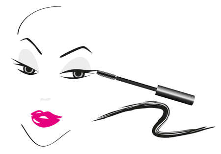 Face Sketch made with Make Up Accessoriesのイラスト素材