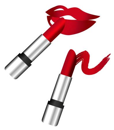 Lipstick and Lips isolated on white backgroundのイラスト素材