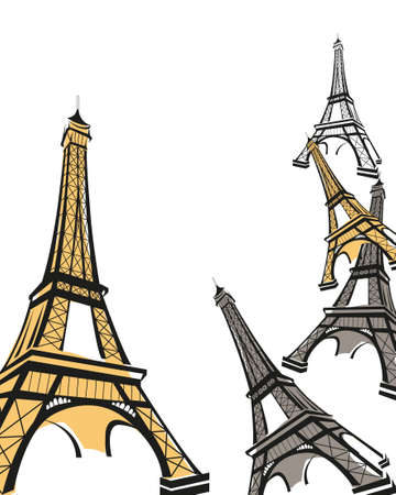 Abstract background illustration with Eiffel Tower sketch のイラスト素材
