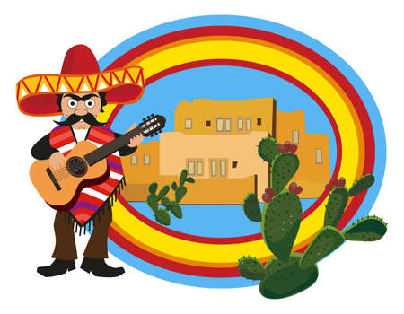 Mexican playing Guitarのイラスト素材