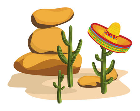Sombrero on Cactus のイラスト素材