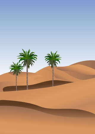 Background illustration of the desert with palm treesのイラスト素材