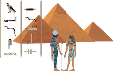 Illustration with symbols of Egypt isolated on whiteのイラスト素材