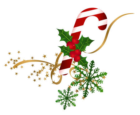 Illustration of christmas decorations isolated on white backgroundのイラスト素材