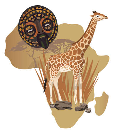 Illustration with Africa map and African symbols のイラスト素材
