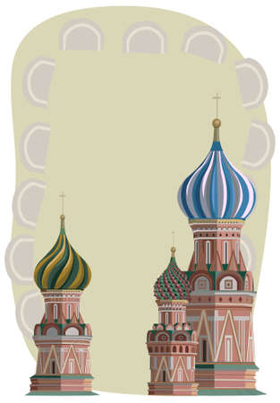 Frame illustration with Kremlin towers, isolated on whiteのイラスト素材
