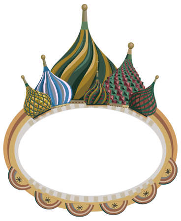 Ornamental frame illustration with Kremlin domes, isolated on whiteのイラスト素材