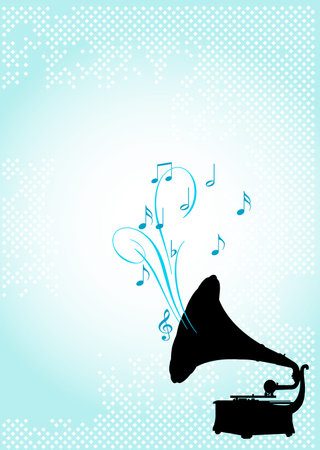 Design of gramophone, on abstract backgroundのイラスト素材