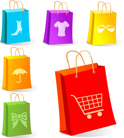 Shopping bags illustration for sales concepts and ideas.  Main elements are on separate layersのイラスト素材