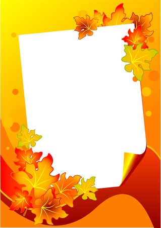 Autumn background with Paper piece and leavesのイラスト素材