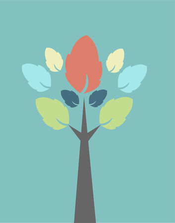Abstract autumn tree with leaves のイラスト素材