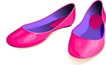 Shiny pink shoes against a white backgroundのイラスト素材