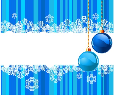 The white snowflakes on top and bottom of the stripe colored background decorated with balls のイラスト素材