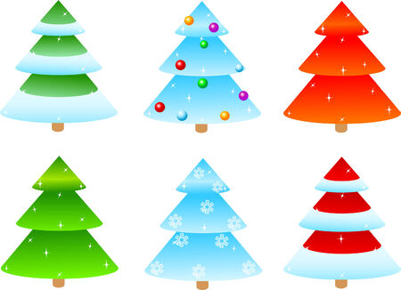 illustrated of different designs of  Christmas trees のイラスト素材