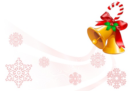 Christmas background with two golden  bellsのイラスト素材
