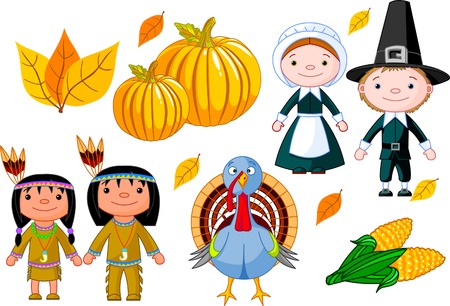 illustration set of thanksgiving iconsのイラスト素材