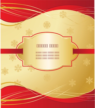 Golden Christmas background with place card and snowflakes のイラスト素材