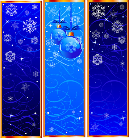 Vector Christmas Banners with snowflakes and decorationsのイラスト素材