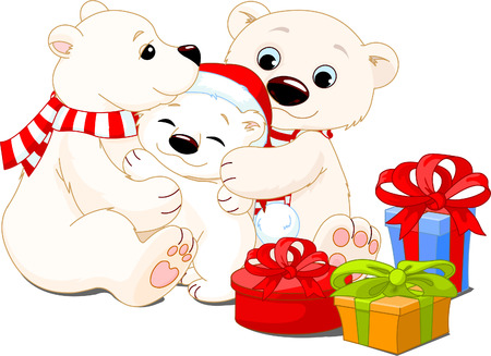 A Mommy and Daddy bear with their baby bear.のイラスト素材