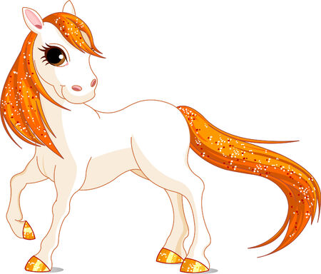 Vector Illustration of magic beautiful white horseのイラスト素材