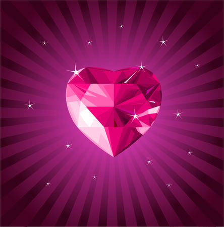 Shiny crystal love hearts on radial backgroundのイラスト素材