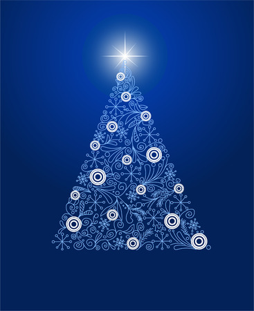 Vector illustration of decorated Christmas tree with place for copy\spaceのイラスト素材