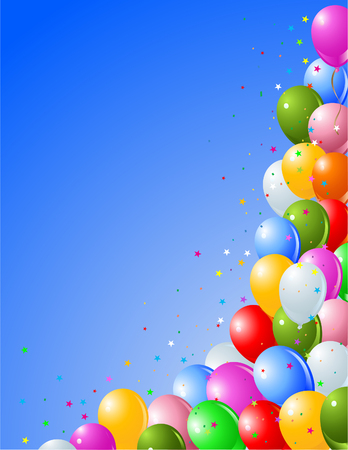 Party Blue Balloons on a blue backgroundのイラスト素材