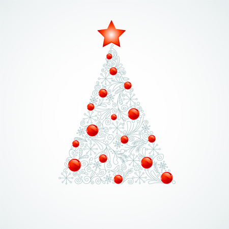 Vector illustration of decorated Christmas tree with place for copy\spaceのイラスト素材