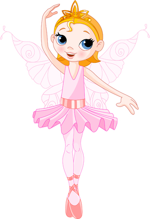 Vector Illustration of Little Cute dancing Fairy Ballerina のイラスト素材