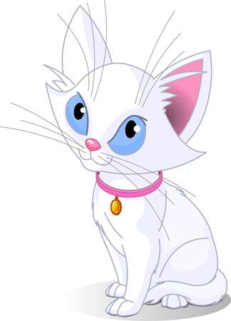 Vector illustration of sitting cute white catのイラスト素材