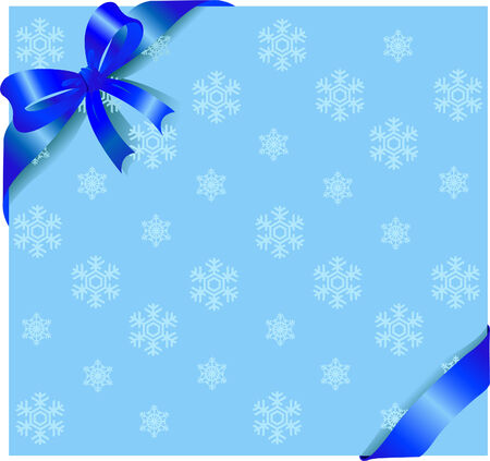 Winter background with blue ribbon and bow. Place for copy/text.のイラスト素材