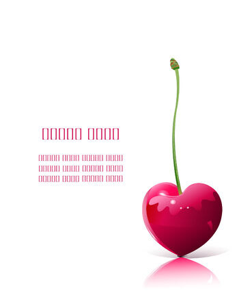 Ripe red heart-shaped cherry isolated over white background のイラスト素材