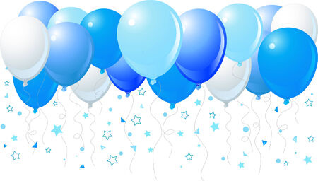 Vector illustration of the bunch of blue balloons flying upのイラスト素材