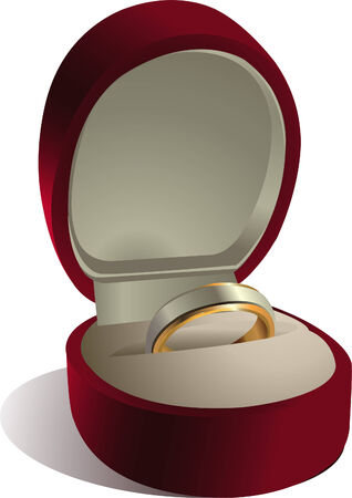 Wedding ring in red box, isolated on white backgroundのイラスト素材