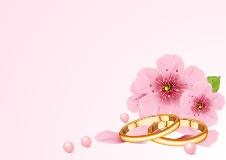 wedding concept with cherry blossom. Place for copy/text のイラスト素材