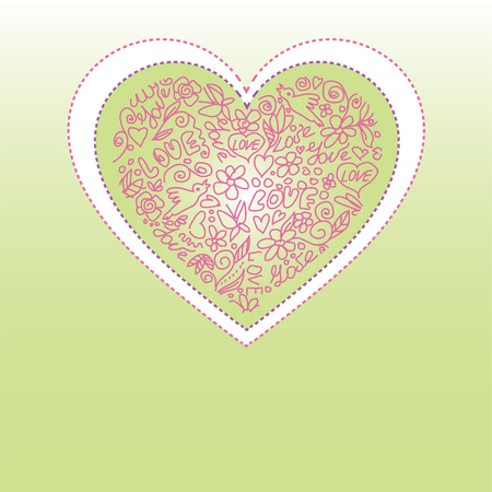 Place for your Valentine greetings on green backgroundのイラスト素材