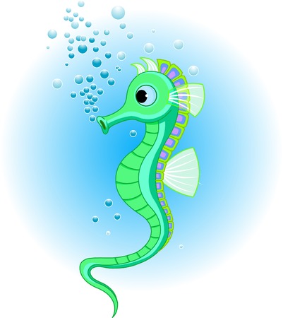 Illustrations of cute Seahorse in the seaのイラスト素材