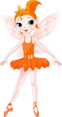 Orange Cute fairy ballerina. Wings and glitter are separate groups.のイラスト素材