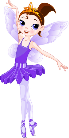 Violet  Cute fairy ballerina. Wings and glitter are separate groups.のイラスト素材