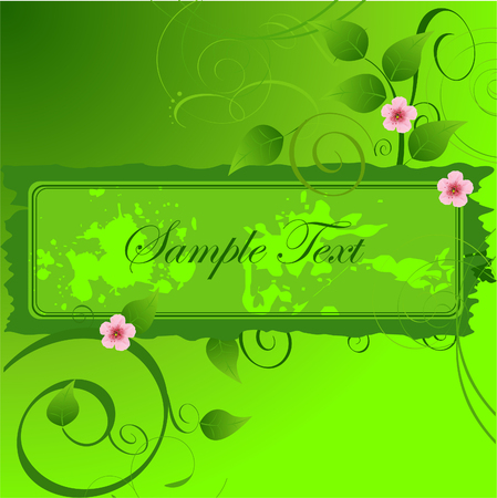 Beautiful floral banner design with spring leaves and flowersのイラスト素材
