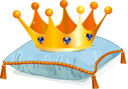 Gold Queen's  crown on the blue pillowのイラスト素材