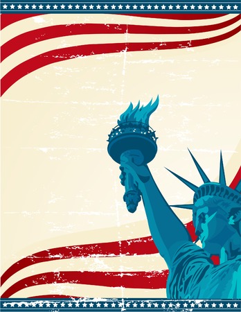 A grunge poster with the statue of libertyのイラスト素材