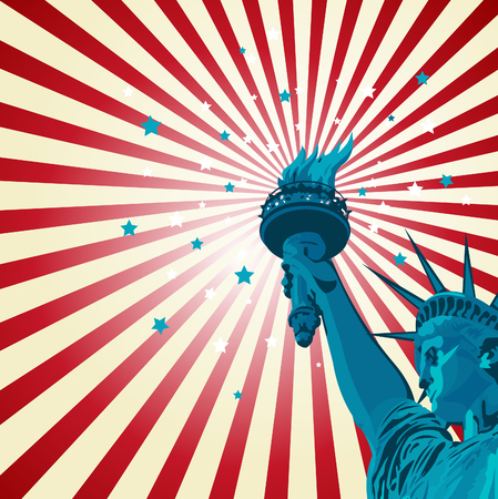 An radial poster with the statue of libertyのイラスト素材