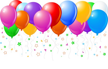 Illustration of the bunch of colorful balloons flying upのイラスト素材