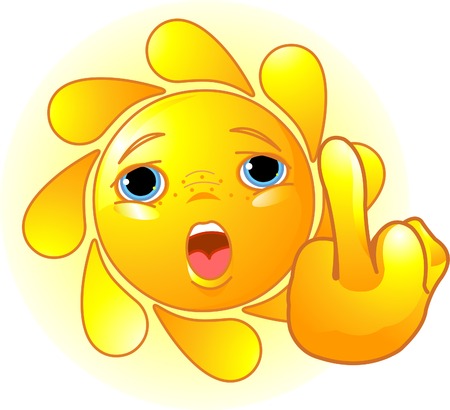 Cute Sun shows a middle fingerのイラスト素材
