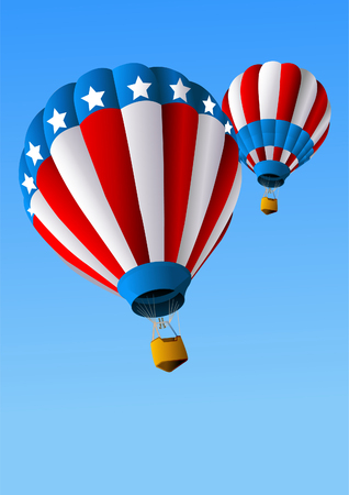 Hot Air Balloons of 4 of July in Flight Backgroundのイラスト素材