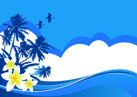 Summer themed beach illustration background with place for textのイラスト素材