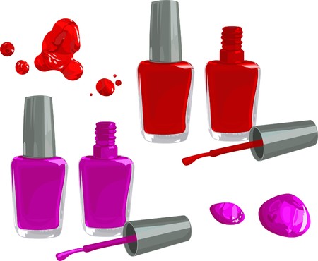 Bottles of nail polish, isolated on white background のイラスト素材