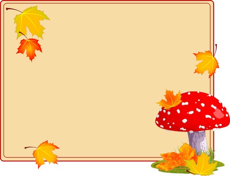 Fly agaric in a grass. Autumn backgroundのイラスト素材